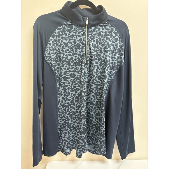 Dunning Golf Women's XXL Quarter Zip Pullover Long Sleeve Shirt Blue Print - Picture 1 of 8